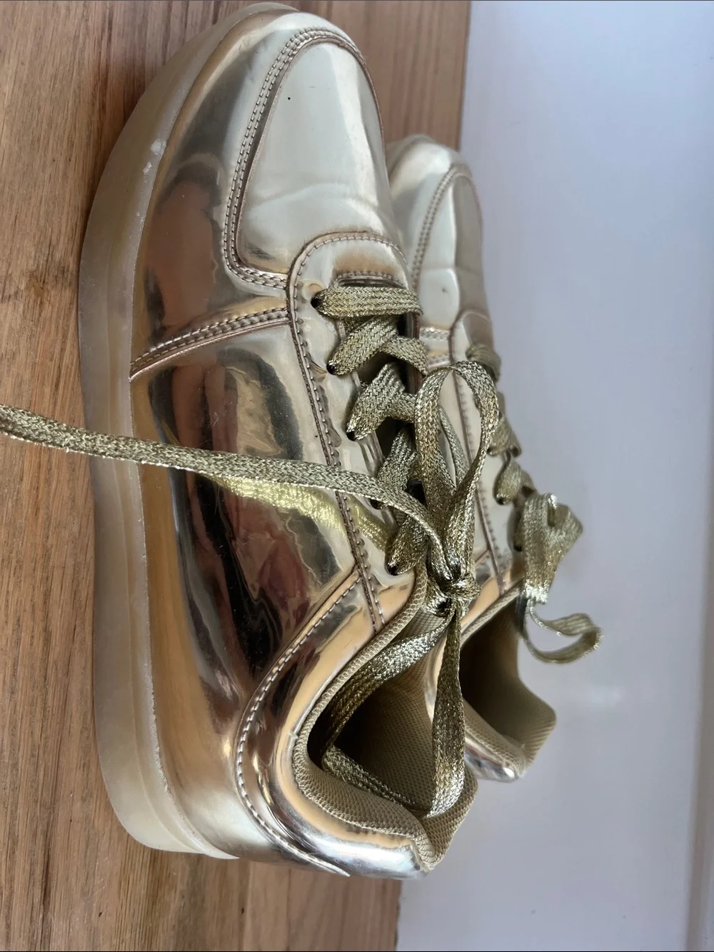 Women’s Metallic Gold Lace-Up Sneakers